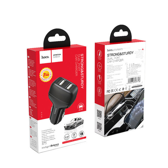 Hoco 2 Port USB Car Charger (Z36) _ Black