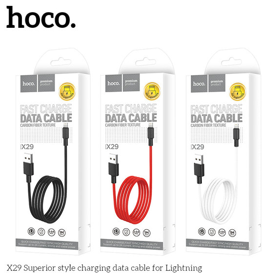 Hoco Fast Charge Cable w/ Carbon Fiber Style (X29) - Micro USB (Black)
