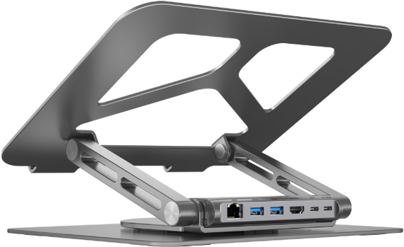 UNITEK Laptop Docking Station Stand with 360 Rotating Base. Inludes 2x USB-A Ports, 1x HDMI Port, USB-C PD 100W Port, 1x Gigabit Ethernet Port, Supports 