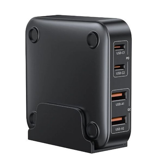 UNITEK 70W Desktop GaN Charging Station with 2x USB-C PD Ports & 2x USB-A QC3.0 Ports. Built-in Smart Protection. Includes Slim Cradle. Charge 4 Devices Simultaneously. 1.5m Power Cord. Black Colour