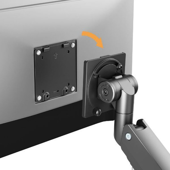 BRATECK 17-57" Heavy-Duty Gas Spring Single Monitor Desk Mount Arm Bracket. Supports Monitors up to 27kgs, Detachable VESA Plate, Includes VESA Adapters, Clamp or Grommet Instal. Black Colour.