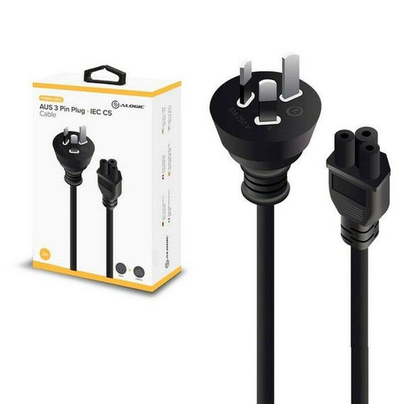 Alogic 2M Aus Pin Mains Plug To Iec C5 - Male To Female - Retail Box Packaging Alogic 2M Aus Pin Mains Plug To Iec C5 - Male To Female - Retail Box Packaging