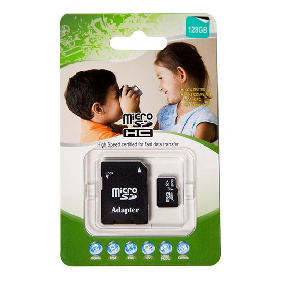 128GB Micro SD High-Speed Certified Flash Card with Adapter. 30MB/Sec. Designed to Meet the High Capacity, HD Audio & Video Requirement for the Latest Digital Cameras, DV Recorders, Mobile. Class 10
