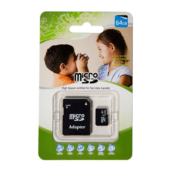 64GB Micro SD High-Speed Certified Flash Card with Adapter. 30MB/Sec. Designed to Meet the High Capacity, HD Audio & Video Requirement for the Latest Digital Cameras, DV Recorders, Mobile. Class 10