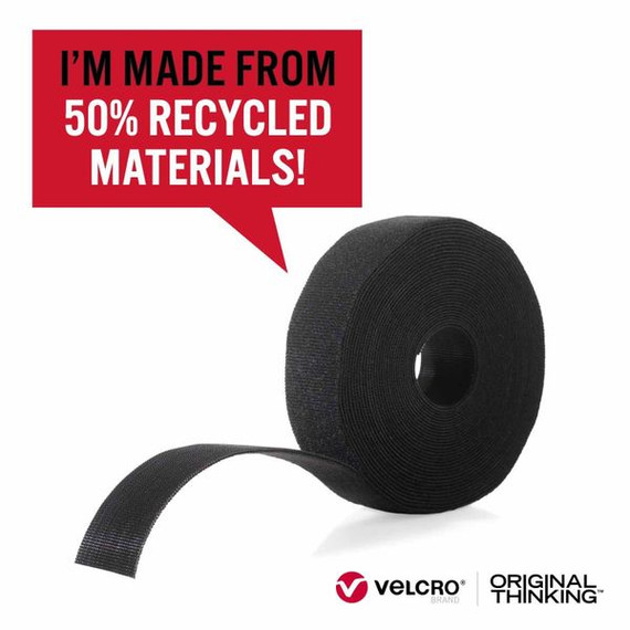 VELCRO Brand ECO Roll Straps. Made from 50% Recycled Materials. Strong, Durable, Reliable & Reusable. 2.5cm x 3m Black Roll. Suitable for Indoor or Outdoor Use. Wrap & Unwrap Over 1,000 Times.