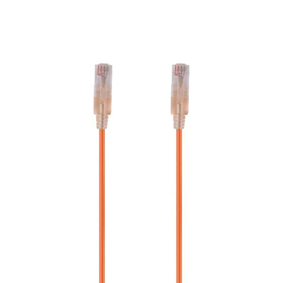DYNAMIX 3m Cat6A 10G Orange Ultra-Slim Component Level UTP Patch Lead (30AWG) with RJ45 Unshielded Gold Plated Connectors. Supports PoE IEEE 802.3af (15.4W). 