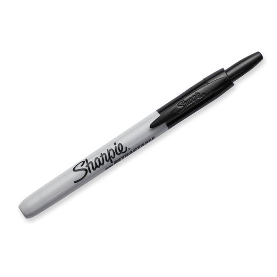 SHARPIE Single Retractable Fine Point Permanent Marker. Permanent on most Surfaces. Quick Drying, Fade & Water-resistant Ink. SHARPIE Single Retractable Fine Point Permanent Marker. Permanent on most Surfaces. Quick Drying, Fade & Water-resistant Ink.