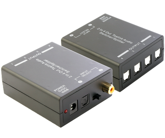 ARCO 1x4 Optical Audio Splitter. Split & Distribute a Single Digital Audio Input to up to 4 Optical Digital Outputs. Supports Dolby Digital & DTS 2/5.1CH. Supports S/PDIF Sampling 32-192kHz.