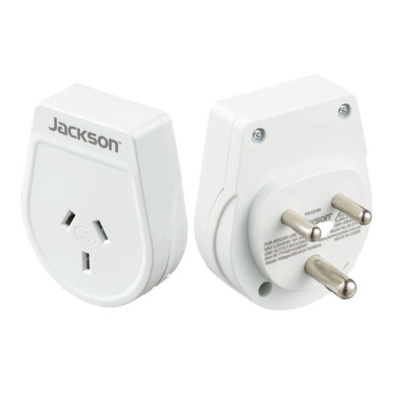 JACKSON Slim Outbound Travel Adaptor for use in Sri Lanka, Parts of India and Bangladesh. 3-Pin NZ/AUS Plugs.  