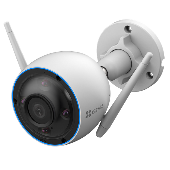 EZVIZ H3 2K Outdoor WiFi Smart Home Camera with Colour Night Vision. 2.8mm Lens, 1/2.7" Progressive Scan CMOS Smart H.264/H.265, 3D DNR, Digital WDR, Max 30fps, Micro SD card slot (Max. 512GB).
