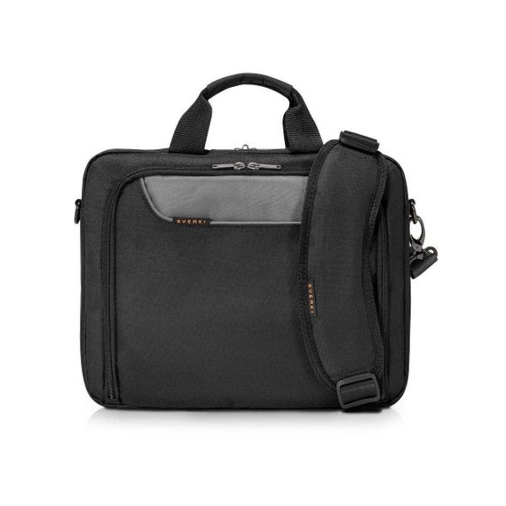 EVERKI Advance ECO Briefcase 13-14" Separate Zippered Accessory Pocket, Front Stash Pocket, Trolley Handle Pass Through Strap, Ergonomic Shoulder Pad. Made with Sustainable Materials!