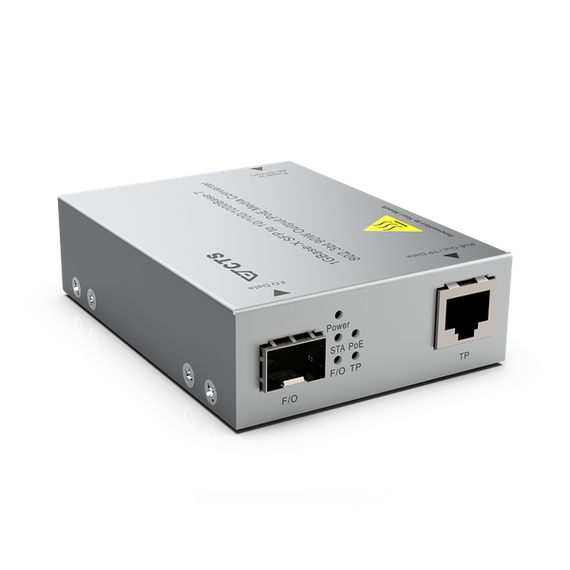 CTS 1GBase-X SFP to 10/100/1000 Base-T 802.3BT 90W Output POE Rugged Media Converter. Operating Temperature -20C to 60C (Environmental). *Optional Slim Mount & Power Supply Not Included.