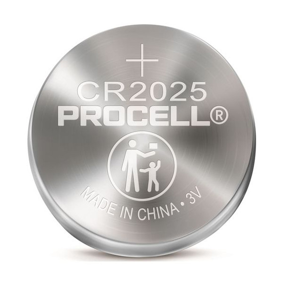 PROCELL Lithium CR2025 Coin Battery. Box of 20 (4x Strips of 5)    