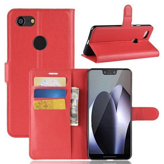 Google Pixel 3 Xl      Pu Wallet Case    [Red]
