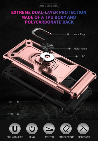 Google Pixel 7      Military Armour Ring Case    RoseGold