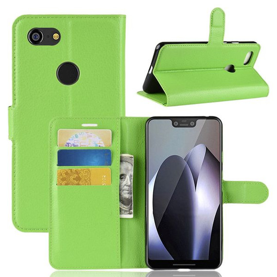 Google Pixel 3 Xl      Pu Wallet Case    [Green]
