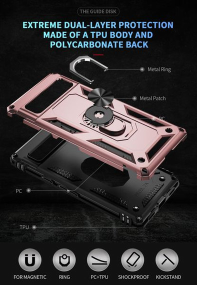 Google Pixel 7a      Military Armour Ring Case    RoseGold