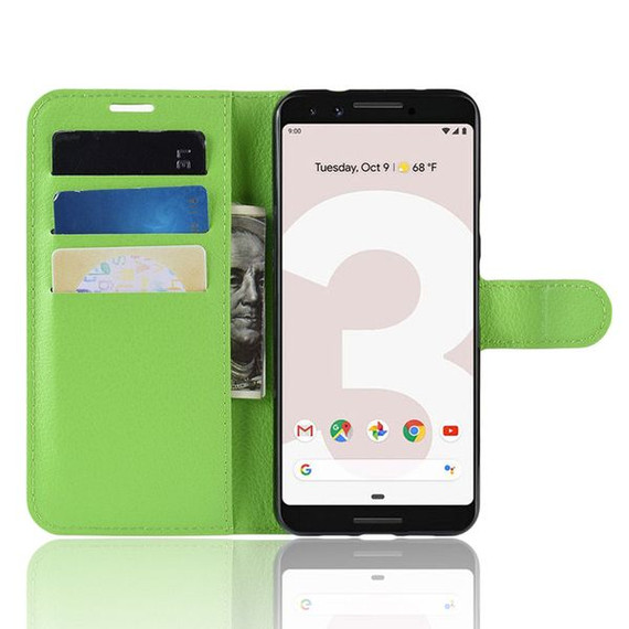 Google Pixel 3A      Pu Wallet Case    [Green]