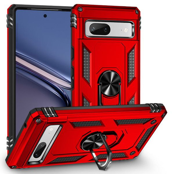 Google Pixel 7a      Military Armour Ring Case    Red