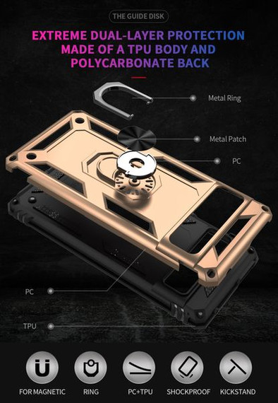 Google Pixel 7 Pro      Military Armour Ring Case    Gold