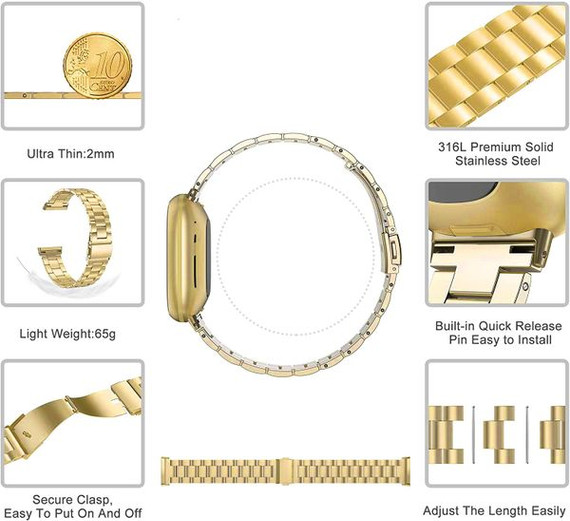 Fitbit Versa 4      Stainless Steel Strap   Gold