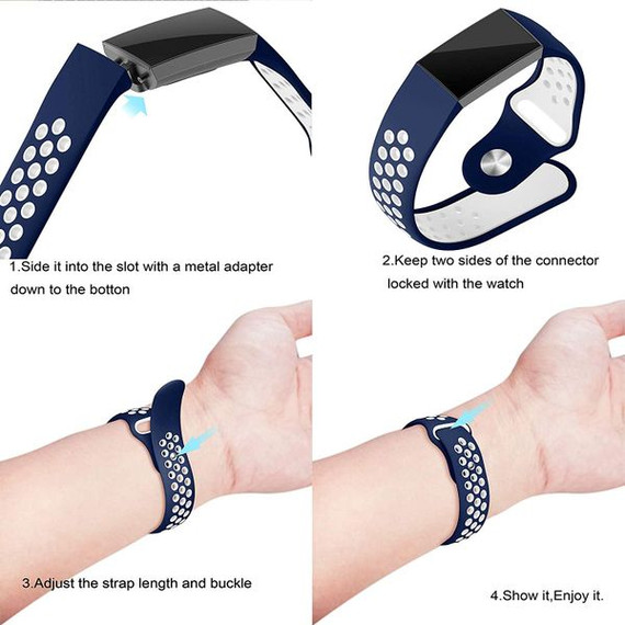 Fitbit Charge 3      Silicone Strap   Navy/White