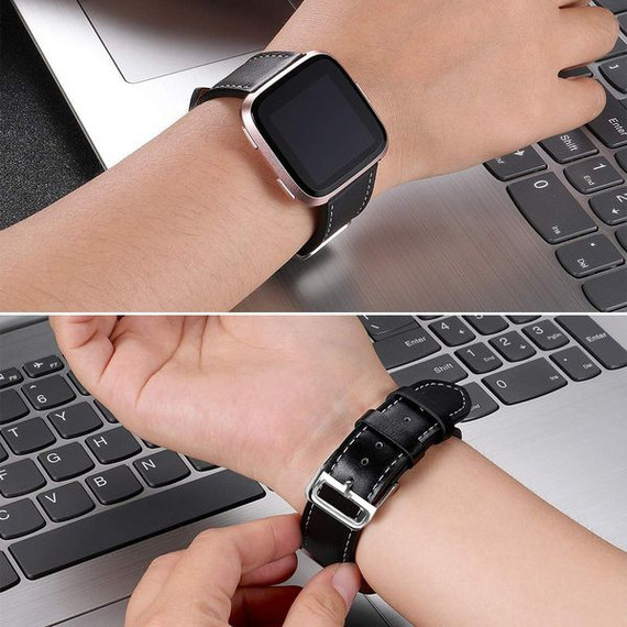 Fitbit Versa      PU Leather Strap   Black