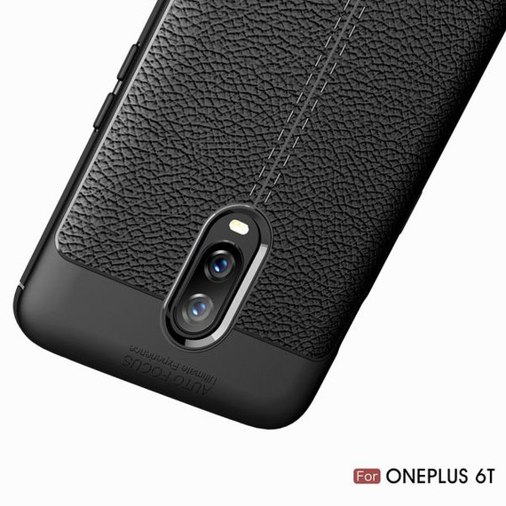 Oneplus 6T      Leather Texture Case    Grey
