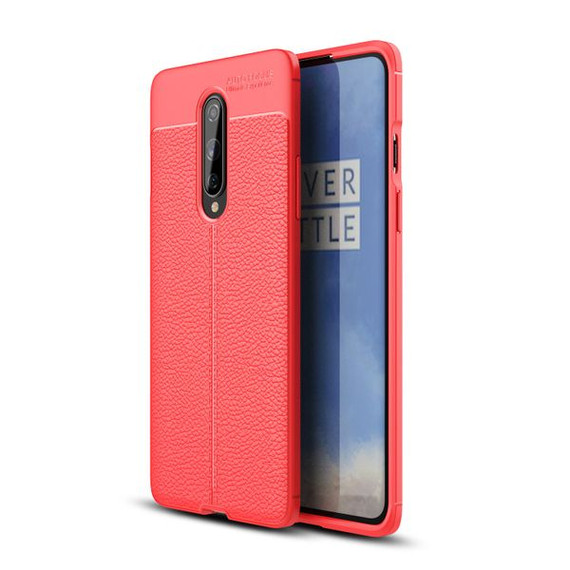 OnePlus 8      Leather Texture Case    Red