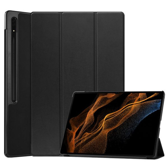 Samsung Galaxy Tab S8 Ultra X900 Tri-Fold PU Case Black Samsung Galaxy Tab S8 Ultra X900 Tri-Fold PU Case Black