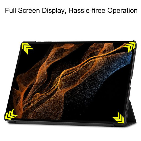 Samsung Galaxy Tab S8 Ultra X900 Tri-Fold PU Case Black Samsung Galaxy Tab S8 Ultra X900 Tri-Fold PU Case Black