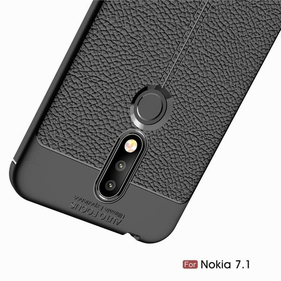 Nokia 7.1 Leather Texture Case Black