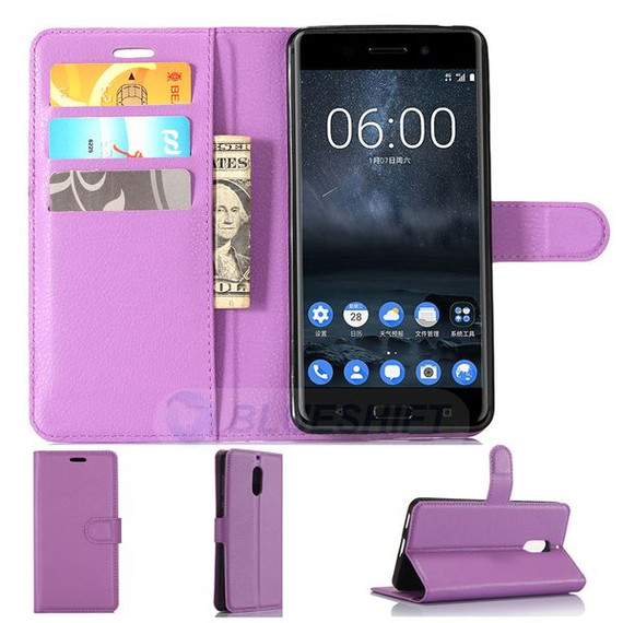 Nokia 6      Pu Wallet Case    [Purple]