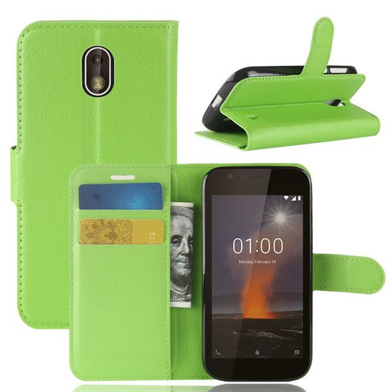 Nokia 1      Pu Wallet Case    [Green]