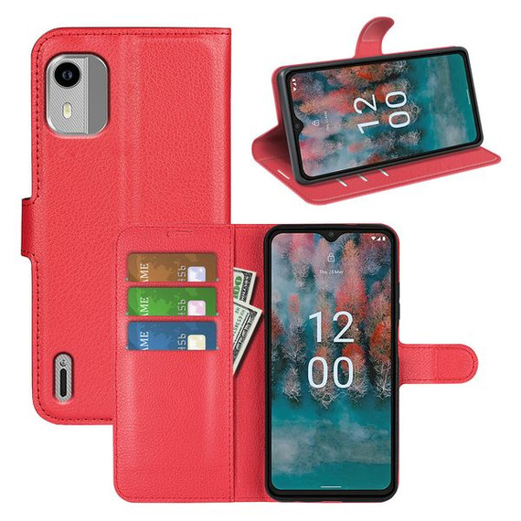 Nokia C12      Pu Wallet Case    [Red]