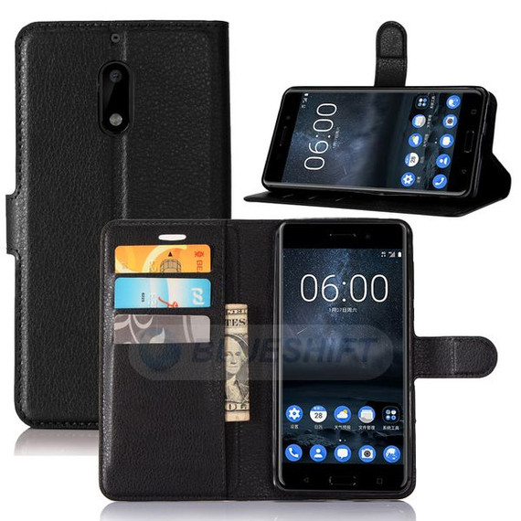 Nokia 6      Pu Wallet Case    [Black]