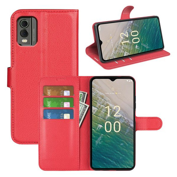 Nokia C32      Pu Wallet Case    [Red]