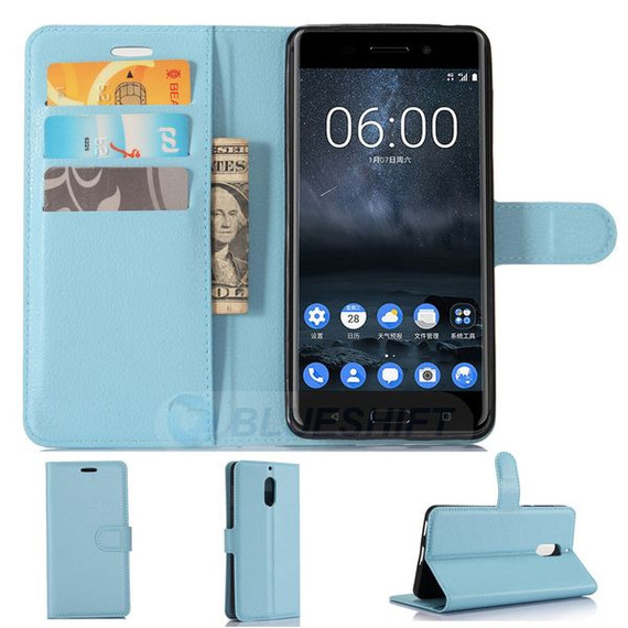 Nokia 6      Pu Wallet Case    [Lightblue]