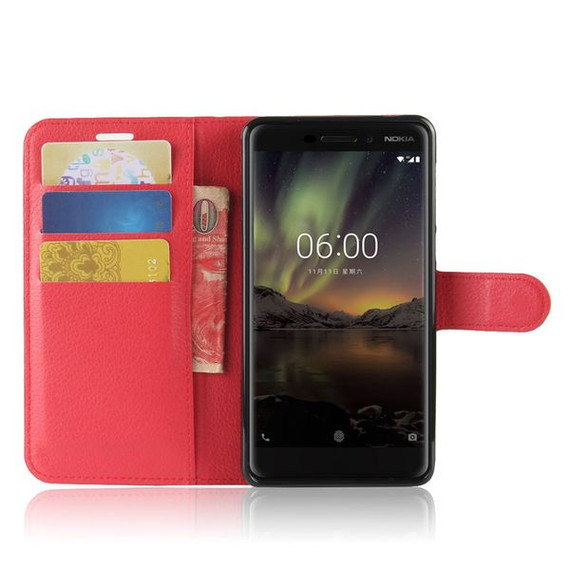 Nokia 6.1      Pu Wallet Case    [Red]