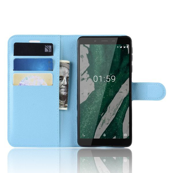 Nokia 1 Plus      Pu Wallet Case    [Lightblue]