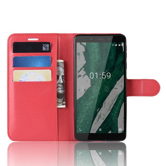 Nokia 1 Plus      Pu Wallet Case    [Red]