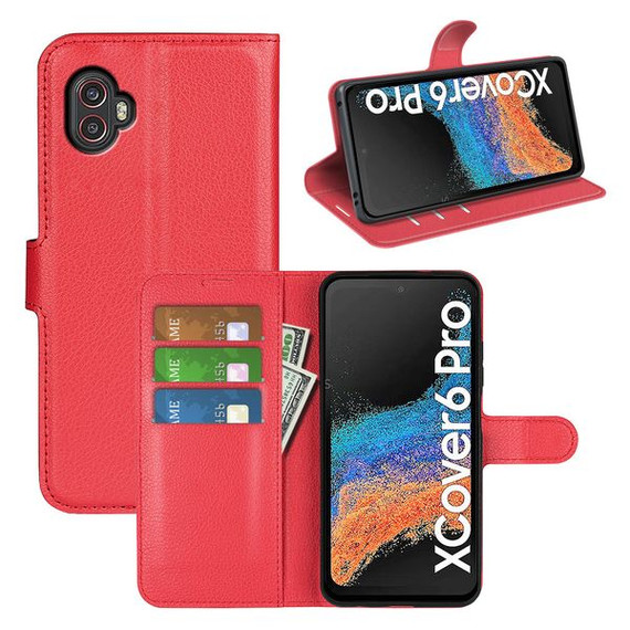 Samsung Galaxy Xcover6 Pro      Pu Wallet Case    [Red]