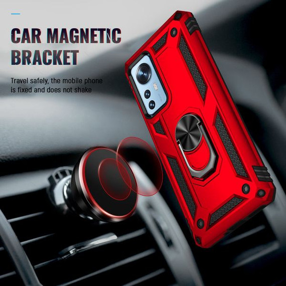 Xiaomi 12 Pro Military Armour Ring Case Red Xiaomi 12 Pro Military Armour Ring Case Red