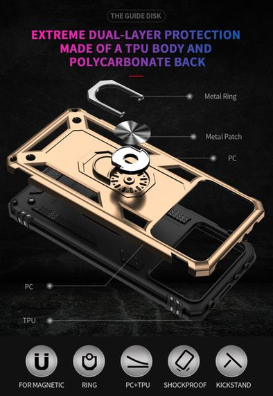 Xiaomi Poco X4 Pro 5G Military Armour Ring Case Gold
