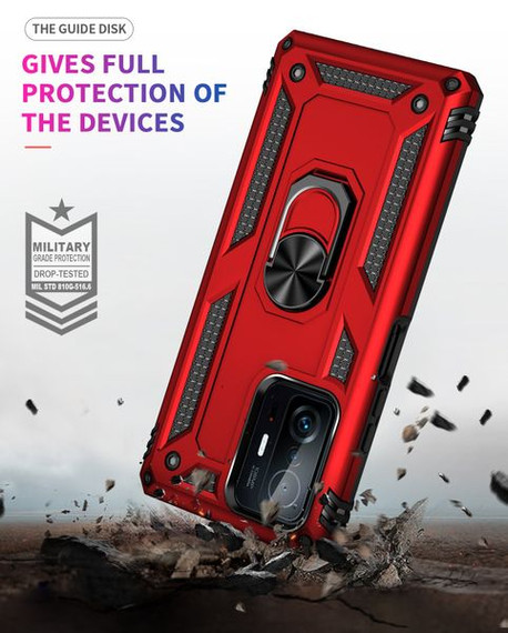 Xiaomi 11T Military Armour Ring Case Red