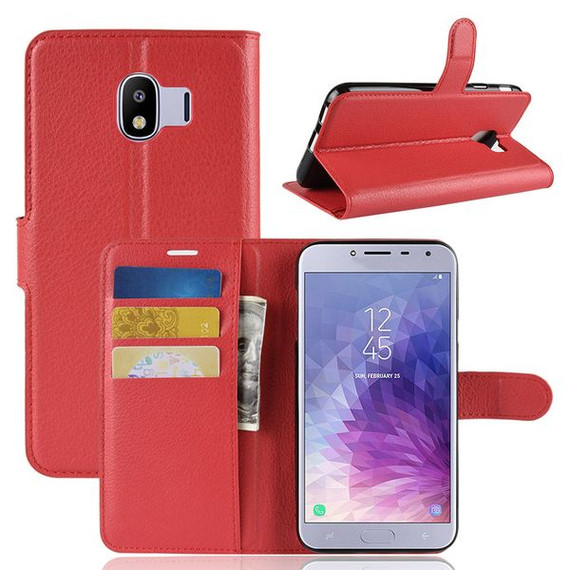 Galaxy J4      Pu Wallet Case    [Red]