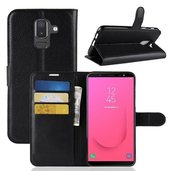 Galaxy J8 2018      Pu Wallet Case    [Black]