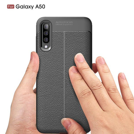 Samsung Galaxy A50      Leather Texture Case    Black