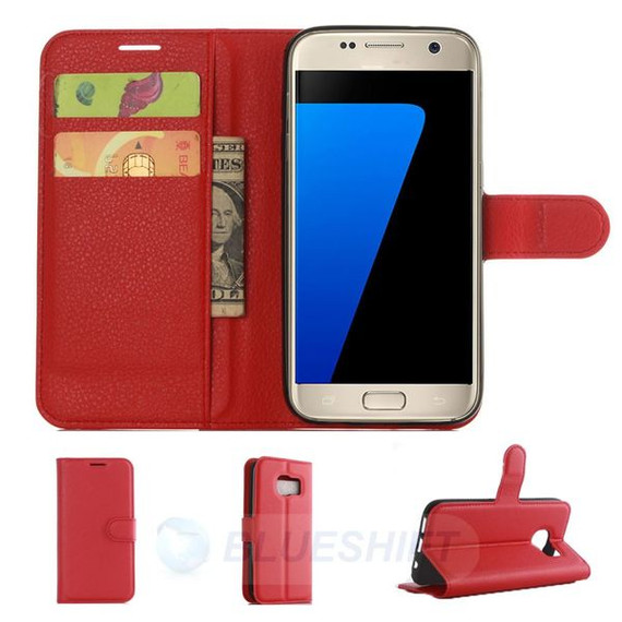 Galaxy S7      Pu Wallet Case    [Red]