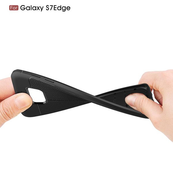 Samsung Galaxy S7 Edge      Leather Texture Case    Grey